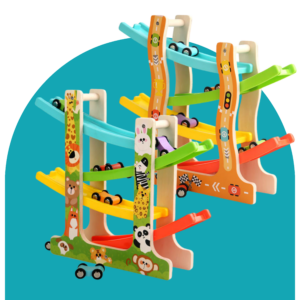 لعبة سباق سيارات خشبية متعددة المسارات